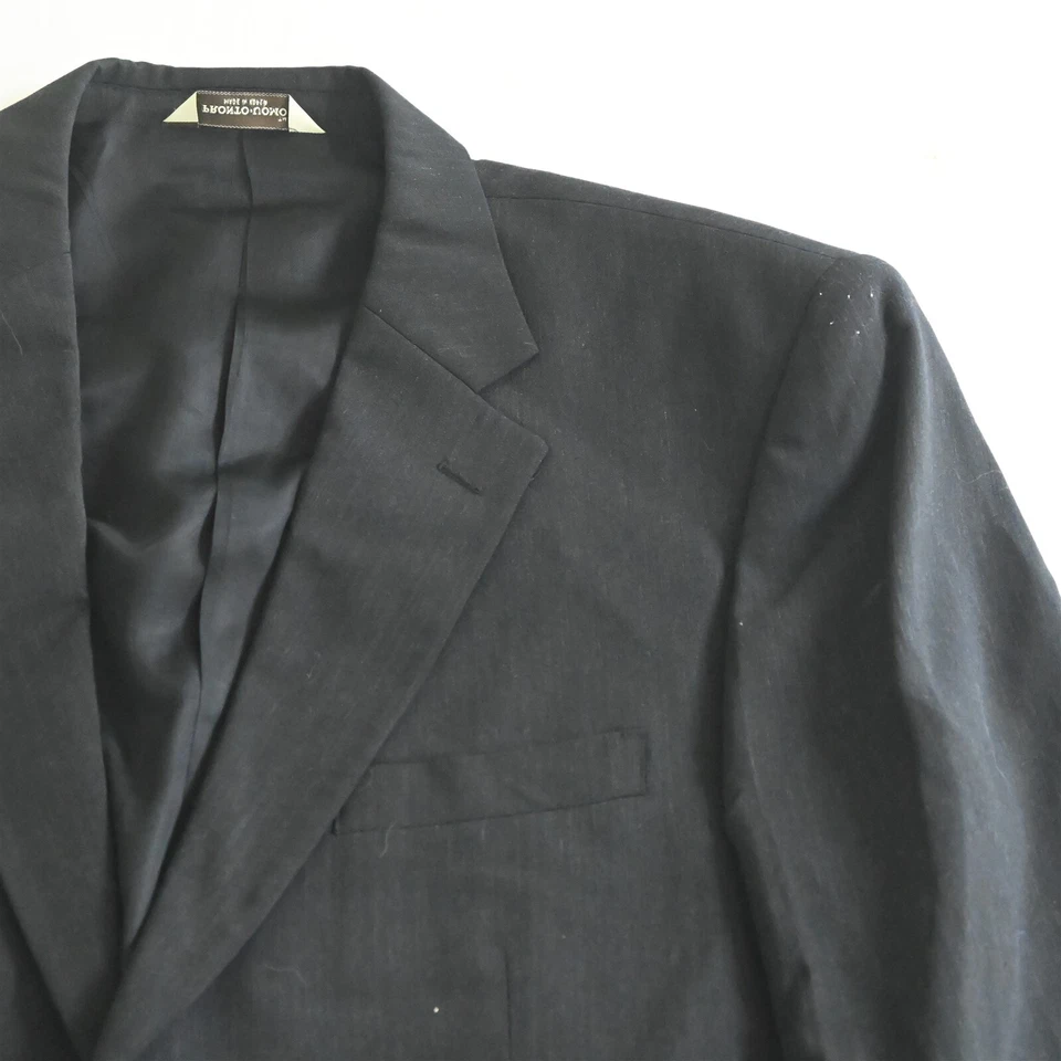 Pronto Uomo 44L X-Long 36x34 Gray 100% Wool Mens Jacket Pants Suit - Image 3 of 4