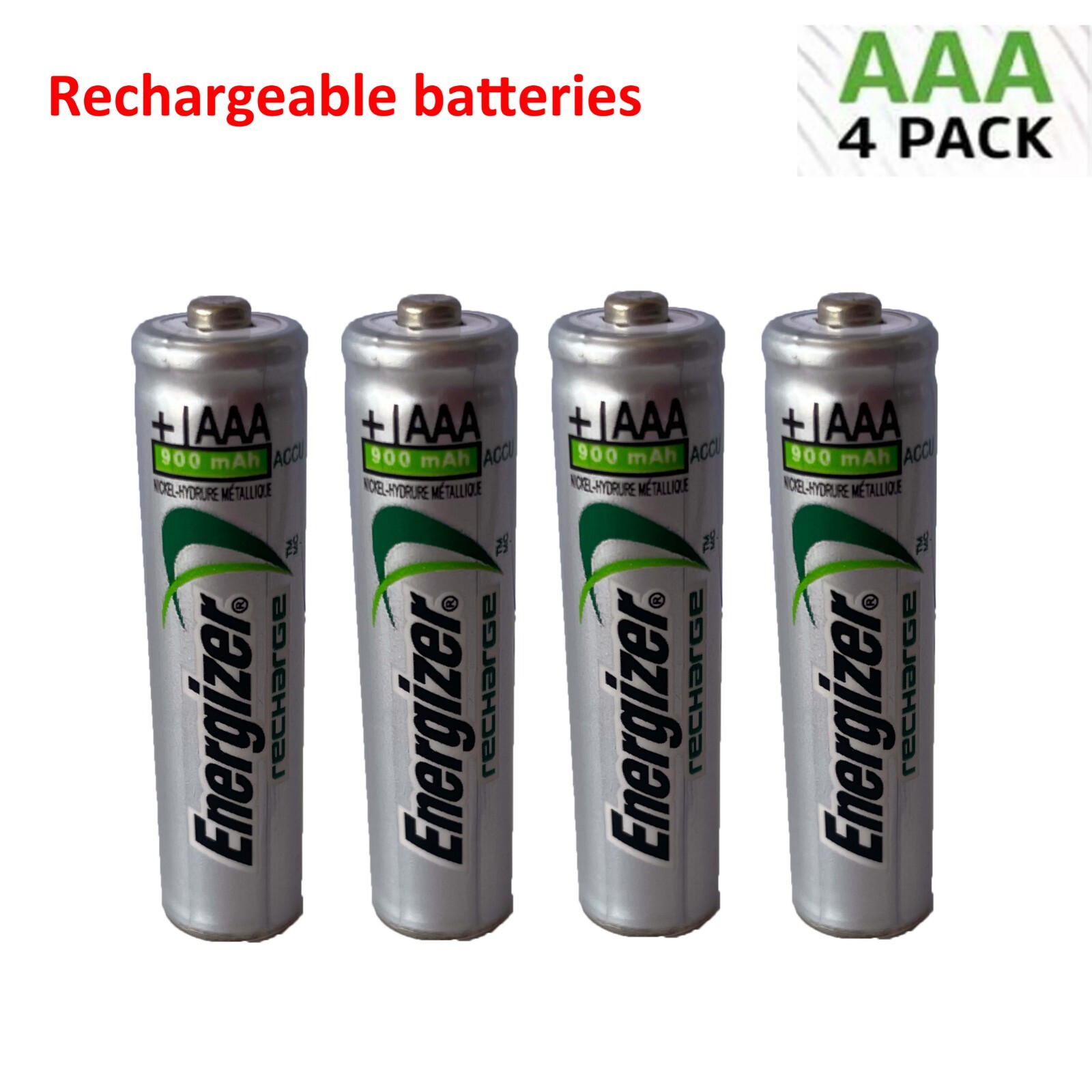 4x Energizer Rechargeable AAA batteries Accu Recharge Extreme NiMH 900mAh HR03-image