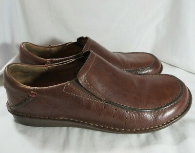 CLARKS Unstuctured Mens 10M Brown Leather Loafers Shoes  display picture 1