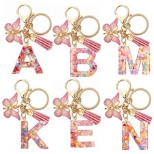 Fashion Diy A-z Letters Keychain Metal Holder Pendent Key Chain Women Car Key Ri