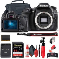 Canon EOS 80D DSLR Camera Body Only 1263C004 64GB Card Case More