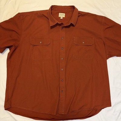 Cabela's 5XL Tall Rust 100% Cotton Short Sleeve Fishing Camp Shirt Button-Up Men