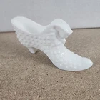 Vintage Fenton White Milk Glass Hobnail Shoe Slipper Cat Head