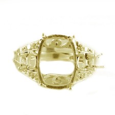 Semi Mount Cushion 10X14MM Faceted Cut Wedding Ring 925 Sterling Silver