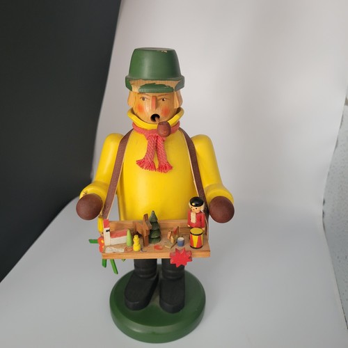 RARE Erzgebirge Vtg German Toy Peddler Incense Smoker Signed S. Ullricht 1970s