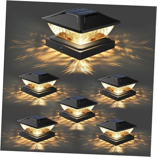 48 LED Solar Fence Post Cap Lights Outdoor - 6 Pack