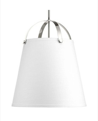 Progress Lighting P500047-104 Galley 3-Light Nickel Pendant Linen Shade NIB