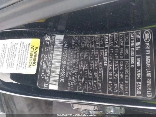 二手前右挡泥板 适合:2017 Land rover Discovery 运动 带侧传感器 F — 第 4/4 张图片