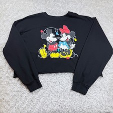 Disney Mickey Mouse Christmas Lights Black Cropped Sweatshirt XL Women's Minnie