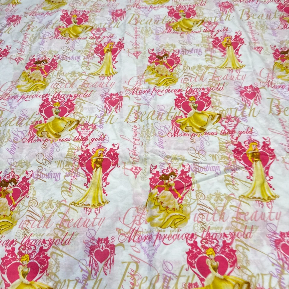 Disney Sábana Completa Plana Mezcla Algodón Oro Rosa Princesa Belle Cenicienta Foto 4 de 4