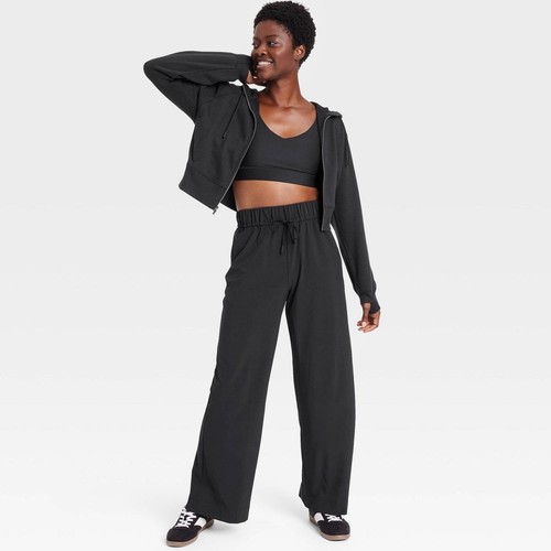 Women's Active Light High-Rise Wide Leg Pants - All In Motion Black - Picture 5 of 5
