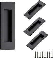 Ravinte 4 Pack Black Sliding Closet Door Handles Black Flush Pulls 4.72in Len...