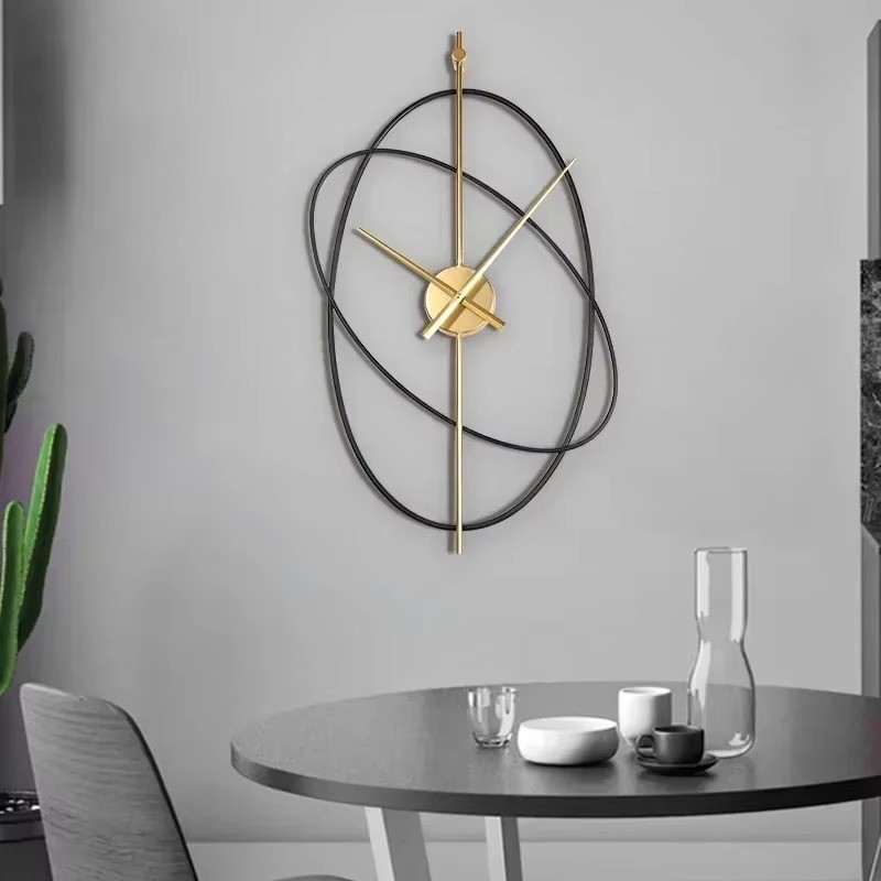 Modern Oval Metal Silent Wall Clock