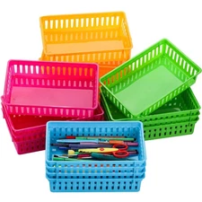 16 Pack Classroom Storage Baskets Bins, Small Plastic Organizer Basket, Color...