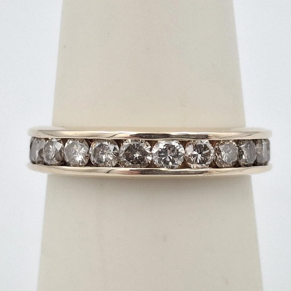 14K Yellow Gold Channel-Set Round Natural Diamond 4mm Wedding Band Ring sz 6.25 - Image 2 of 4