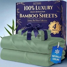 100 Viscose Derived from Bamboo Sheets King Size - Luxury 4 Pc Naturally