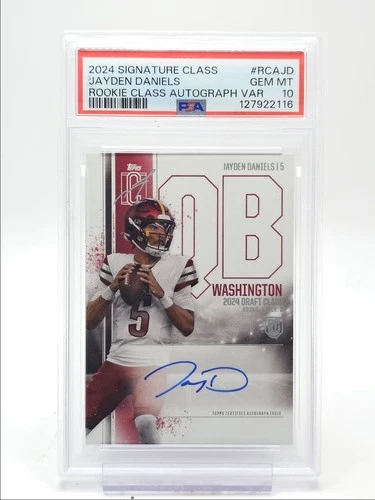 JAYDEN DANIELS 2024 TOPPS SIGNATURE CLASS ROOKIE VARIATION RC AUTO PSA 10 Q4444
