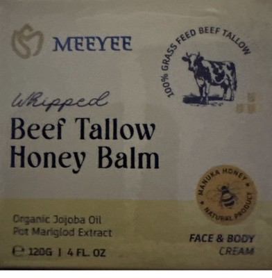 Meeyee Whipped Beef Tallow Honey Balm Cream 4oz Grass Fed