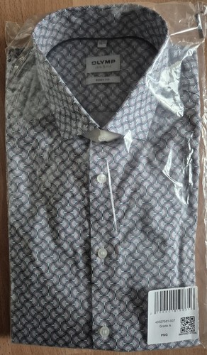 OLYMP Level 5 Five Body Fit Herren Hemd blau gemustert Größe 40/15 3/4"/M *Neu* - Bild 2 von 3