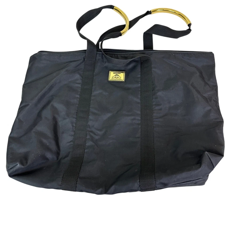 Bolso de hombro Moschino vintage de tela techno negro para mujer hecho en Italia Foto 2 de 4