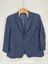 Jos A Bank Signature Jacket 52 Long Blue Plaid Silk Wool Blend Sport Coat Blazer