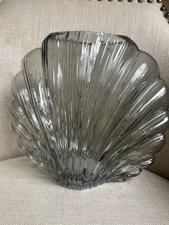Vintage Glass Clam Shell Shape Vase . BEAUTIFUL