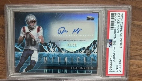 2024 Topps Midnight Drake Maye #62 Moonrise /25 (RC) Auto PSA 9