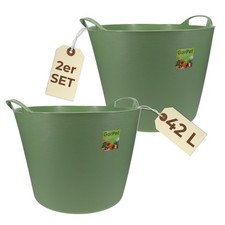 2x Flexibler Eimer 42 L Wäsche Wanne Garten Korb flexibel rund Futtertrog Pferd