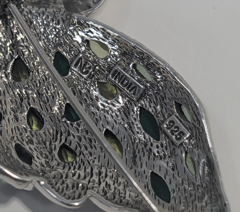 ** (NOS) Broche/colgante Nicky Butler plata 925 verde calcedonia loro AP-33 Foto 4 de 4