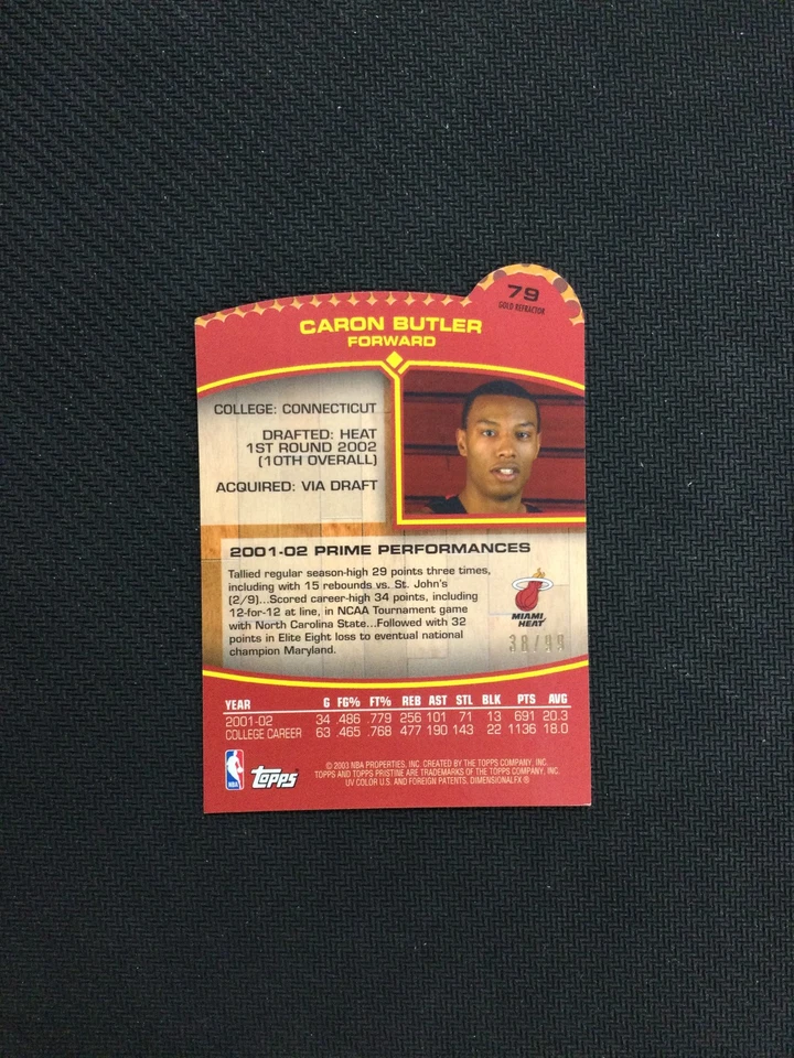 2002-03 Topps Pristine #79 Caron Butler Refractors Gold/99 Miami Heat Foto 2 de 2