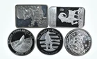 Lot 5 VINTAGE 1 Oz Silver Bars/Rounds Art Bars Collection Poured .999 *541