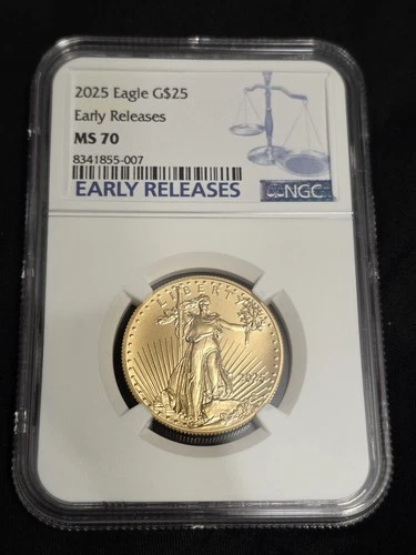 2025 $25 American Gold Eagle 1/2 oz NGC MS70 Early Releases Label