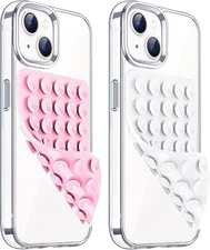 2 Pack Silicone Suction Cup Phone Case Mount Double Sided Hands-Free Phone Grip