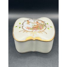 VTG Hand Painted Lenwile China Ardalt Satin Porcelain Dresser Trinket Box