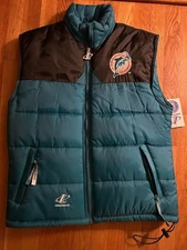Vintage Logo Athletic NFL Miami Dolphins  Puffer Vest SZ  LARGE  14-16 FREE SHIP