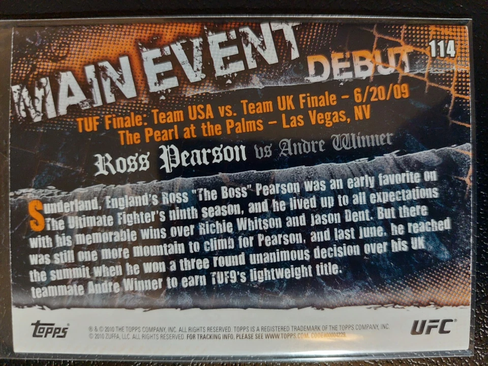 Ross Pearson vs Andre Winner #114 2010 UFC Main Event Thick Gold Parallel - Image 2 of 2