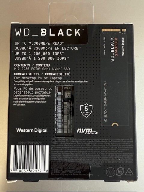 Western Digital WD_BLACK SN850X 4TB NVMe Internal SSD Western Digital WD_BLACK SN850X 4TB NVMe Internal SSD
