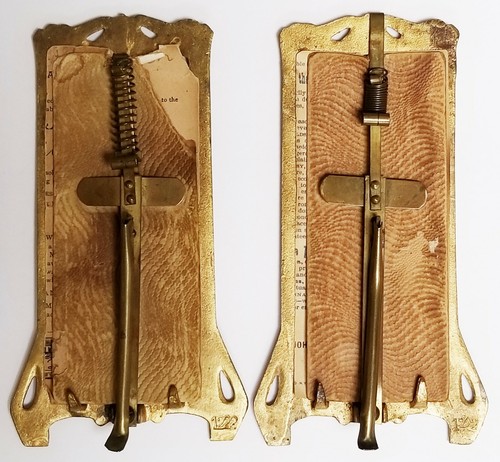 Pair Antique Aesthetic Nouveau Easel Back Brass Picture Frames Numbered 1222 - Picture 8 of 11