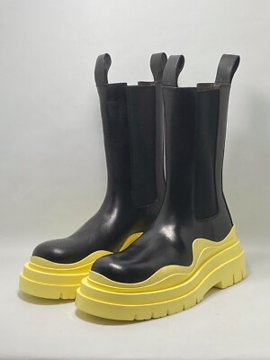 Bottega Veneta Contrast-Sole Leather Tire Chelsea Boots size 38