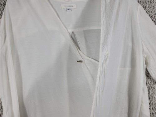 Daily Look Womens 3/4 Sleeve Faux Wrap One Button Blouse Top Sz Large - Picture 4 of 15