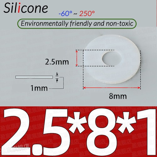 1MM THICK WHITE SILICONE HIGH TEMP FLAT RING RUBBER WASHER SEAL GASKETS - Picture 11 of 35