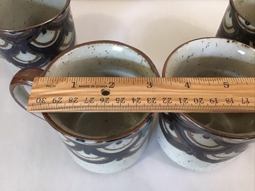 (4) Vntg Otagiri Speckled Stoneware Pottery Coffee Mugs Cobalt Blue Boho Mint - Picture 5 of 9