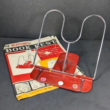 VINTAGE ADJUSTABLE RED FOLDING METAL BOOK REST CHADWICK JAPAN - GOOD COND.
