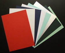 A4 COLOURED CARD, RED, SATIN SILVER, CORD GREEN, CORD BLUE