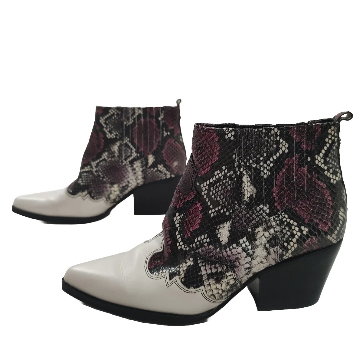 Sam Edelman Western Snake Print Boots Women 9 Winona Berry Saddle