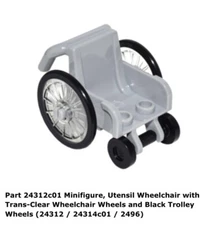 Lego City Mini Figures Wheelchair / Light Bluish Gray Wheel Chair Utensil