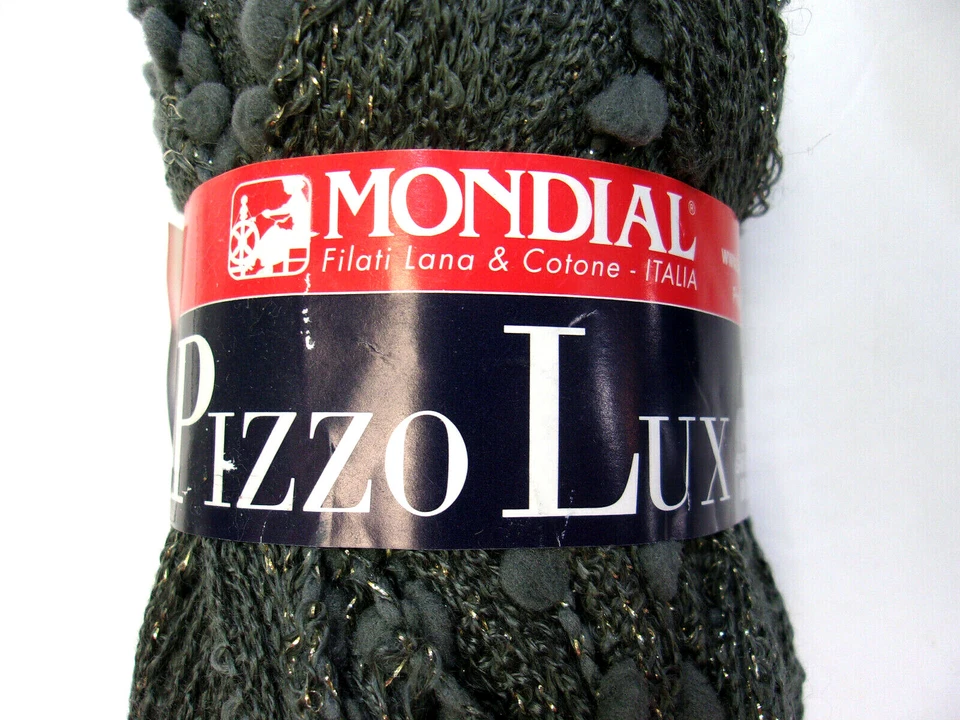 Mondial Pizzo Lux,灰色带金色闪光丝带纱线,按骨架出售 — 第 3/4 张图片