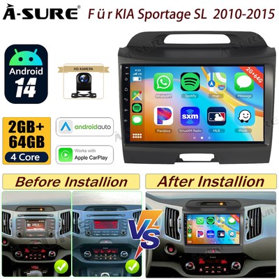 2+64G Android 14 Autoradio Carplay GPS Navi AHD Kam Für KIA SPORTAGE 3 2010-2015