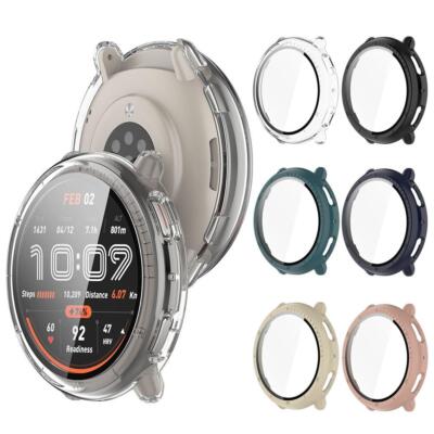 Hard Shell Glass Screen Protector Film Full Frame Case For Amazfit Active  D5H8
