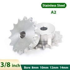 A2 Stainless Steel Roller Chain Drive Sprocket Gear 10-30T with Step 3/8 inch